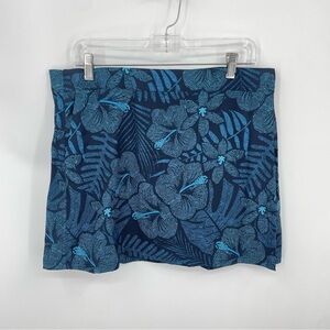 Rip Skirt floral print wrap skirt size L blue hibiscus